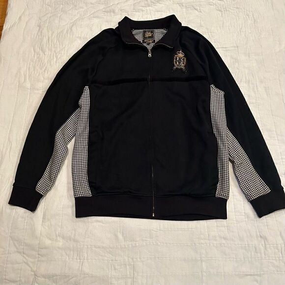 Ecko Unlimited Rhino Brand zip up track jacket sweatshirt gold emblem black XL - Picture 1 of 9